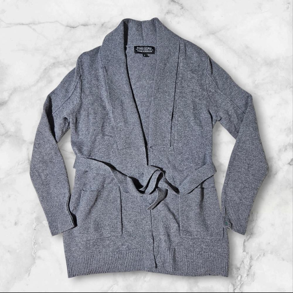 Todd & Duncan 100% CASHMERE Belted Cardigan Open Sweater Women S Banana Republic